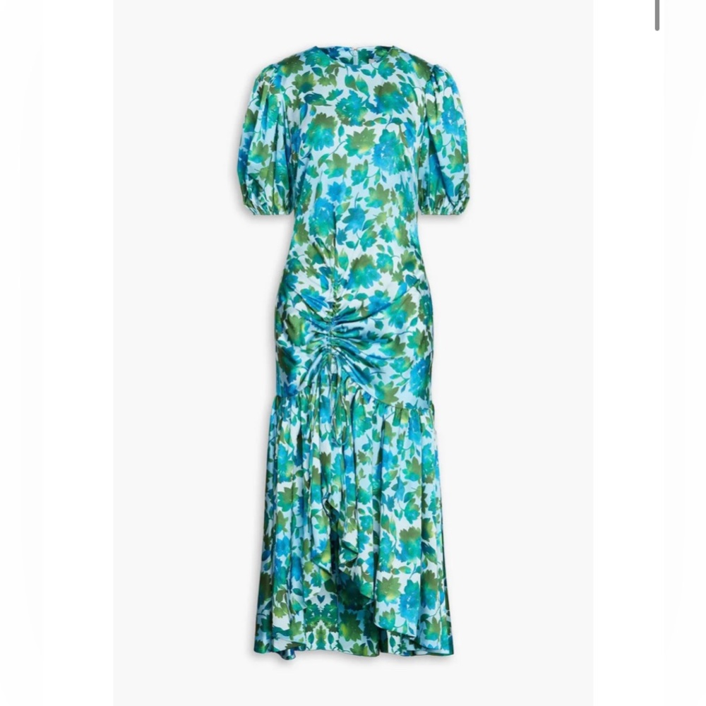 Amur Floral Print long sleeve Gathered midi dress